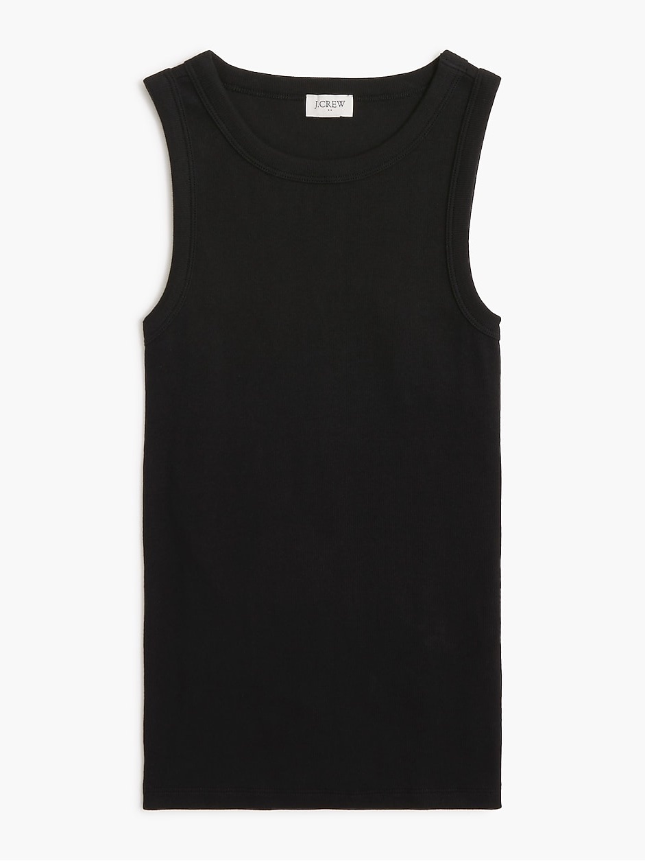 J Crew Black Ribbed High-Neck Tank Top